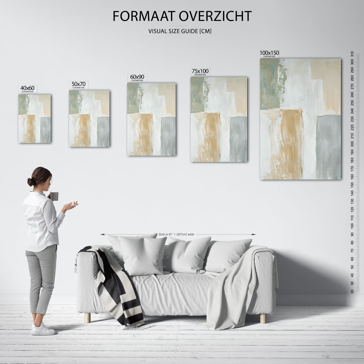 Rustige kleurencompositie – staand wanddecoratie kunstwerk
