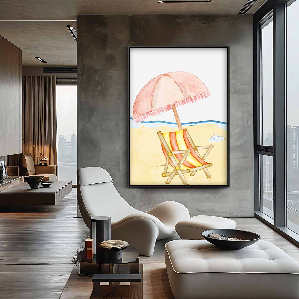 Zomerse Stranddag – canvas wanddecoratie in portret formaat