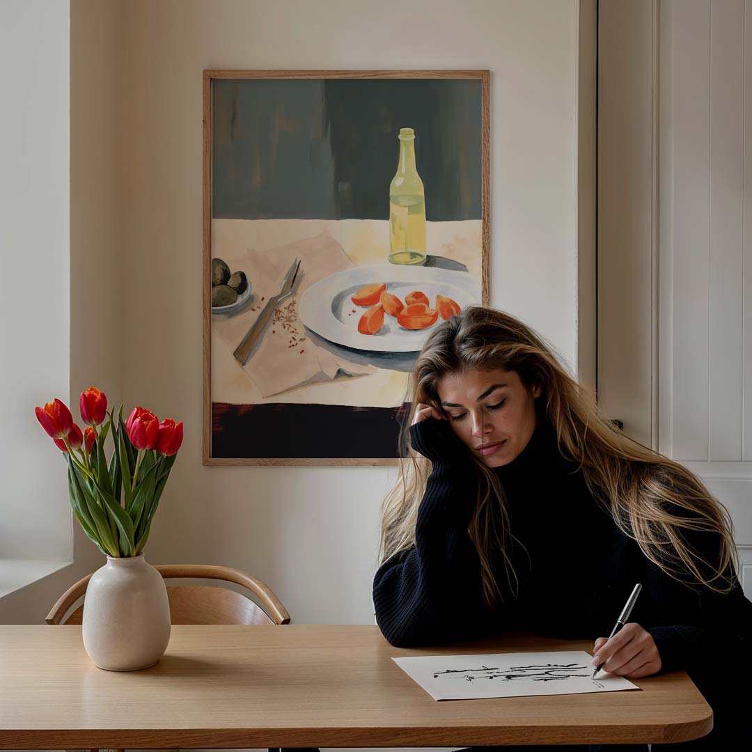 Mediterrane Tafelsfeer – staande verfijnde wanddecoratie van WallArtistic