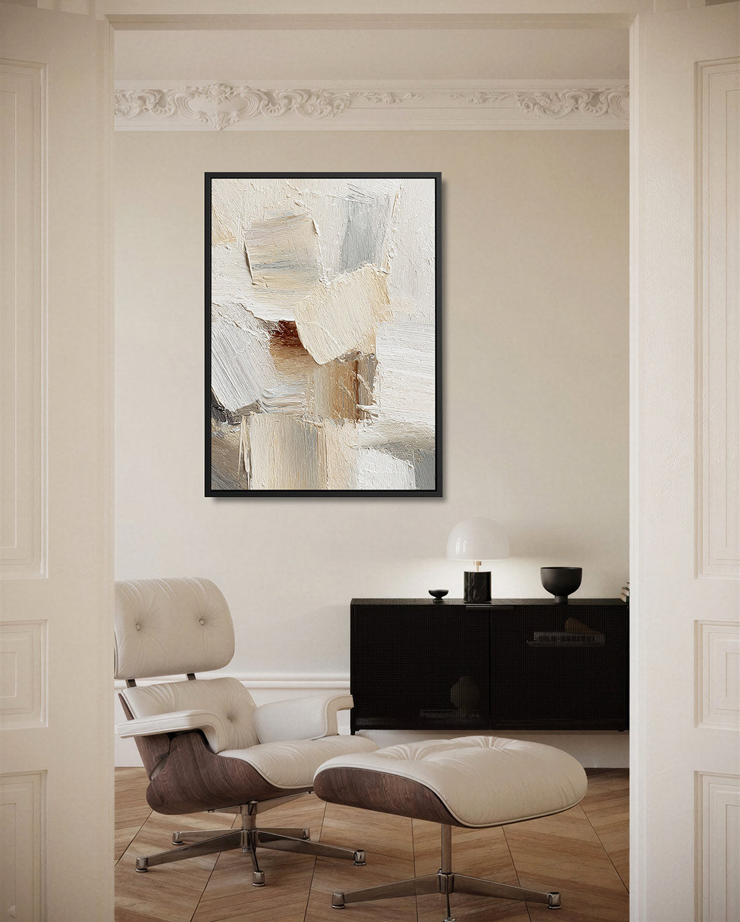 Neutrale textuur compositie – staand wanddecoratie kunstwerk