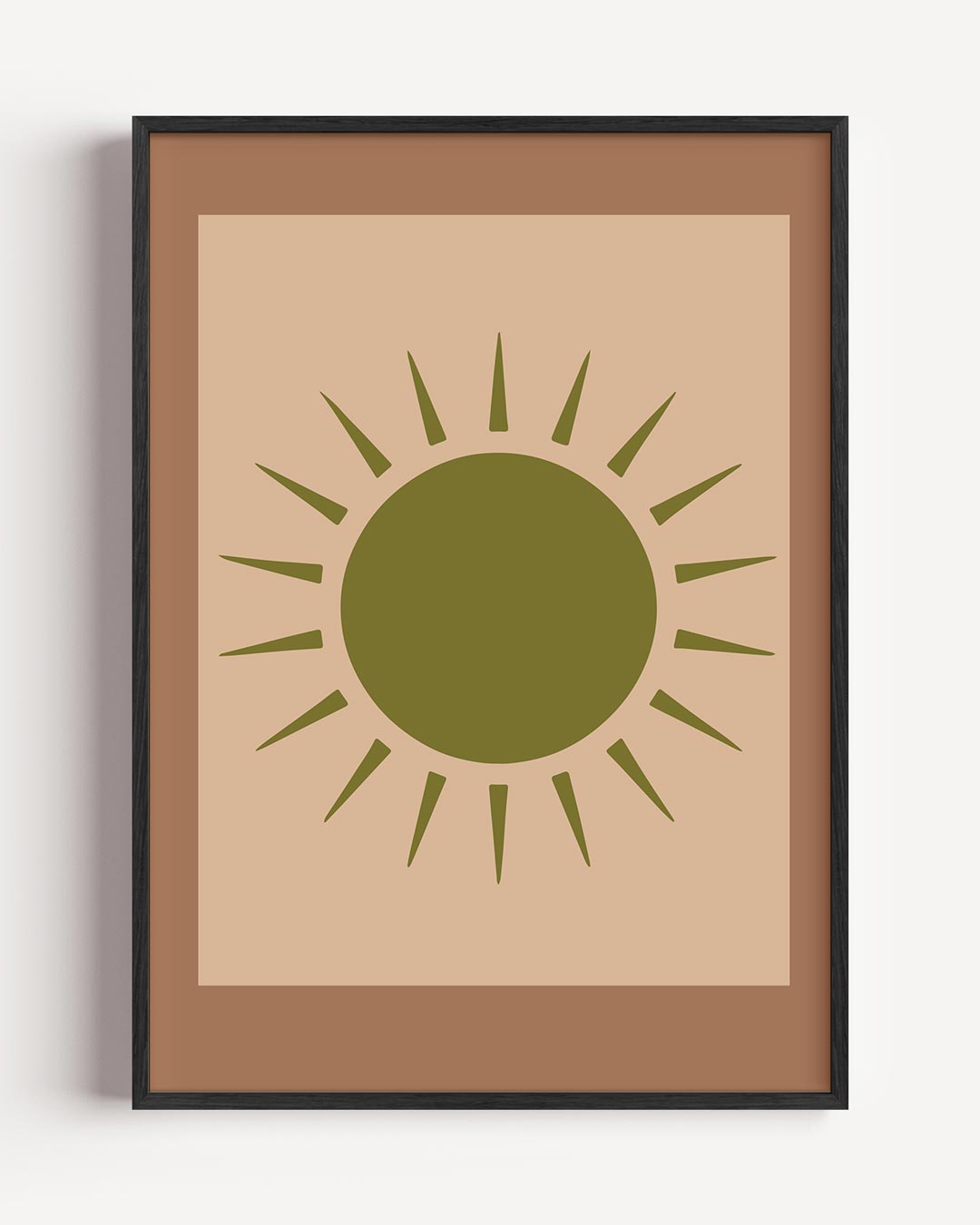 Zonnestralen op Bruine Achtergrond – zomer portret poster als wanddecoratie