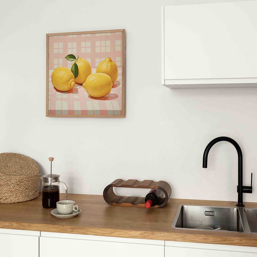Citroenen op tafel – keukenposter in vierkant formaat