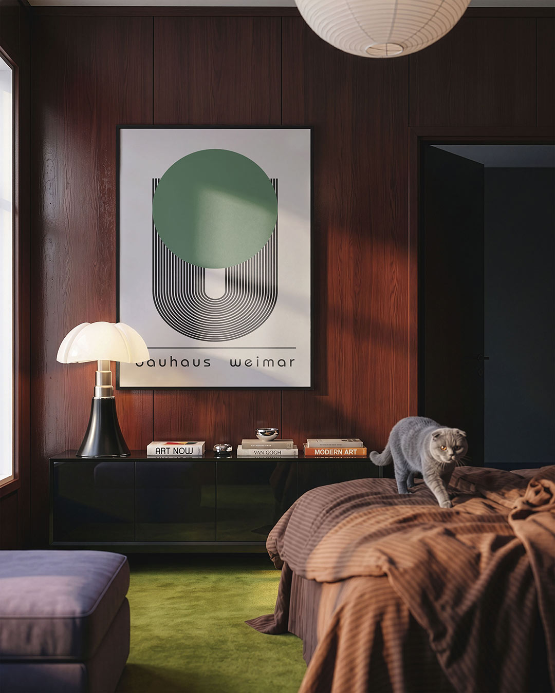 Cirkel en lijnen – geometrische Bauhaus poster in staand formaat