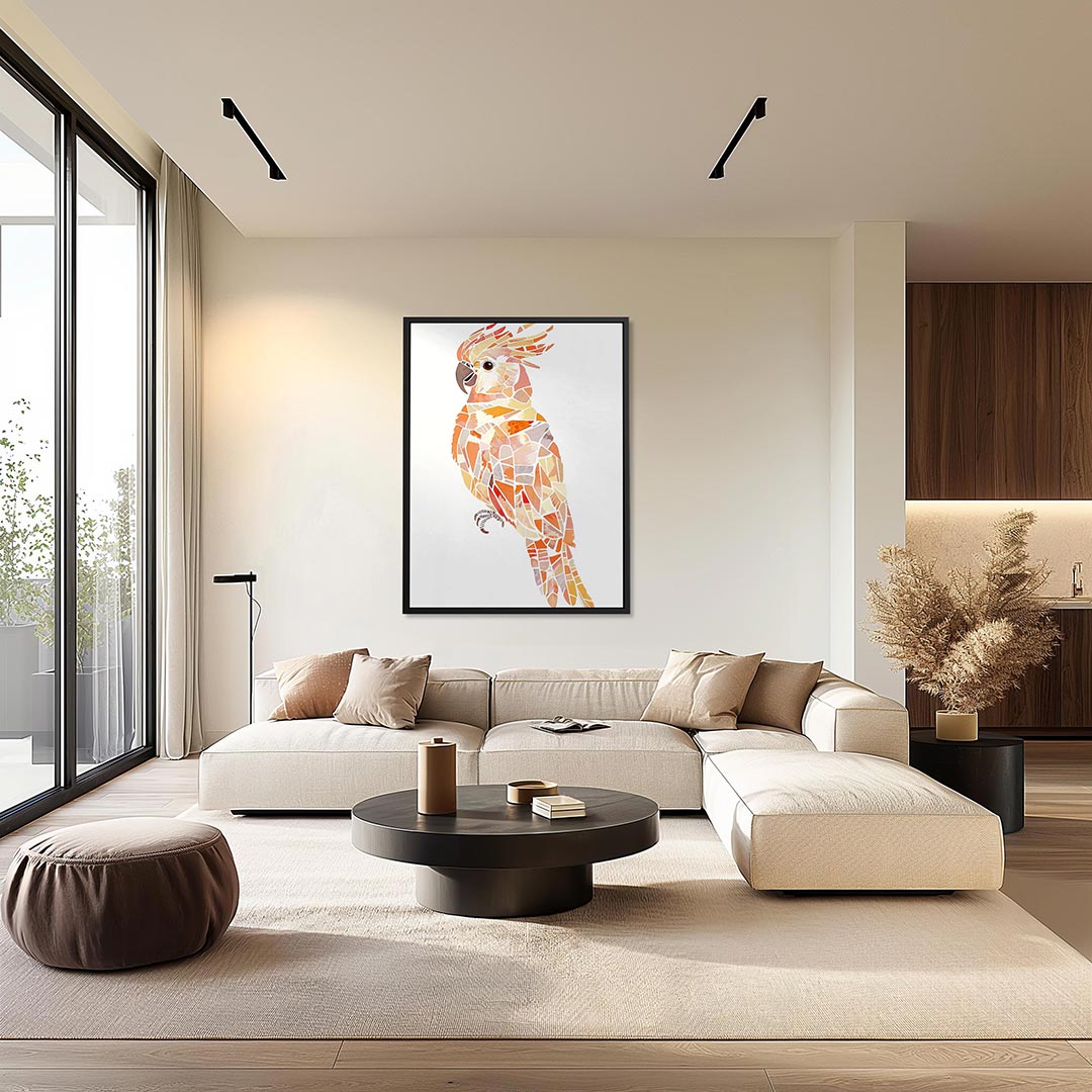 Vrolijke vogel mozaïek – staand wanddecoratie kunstwerk