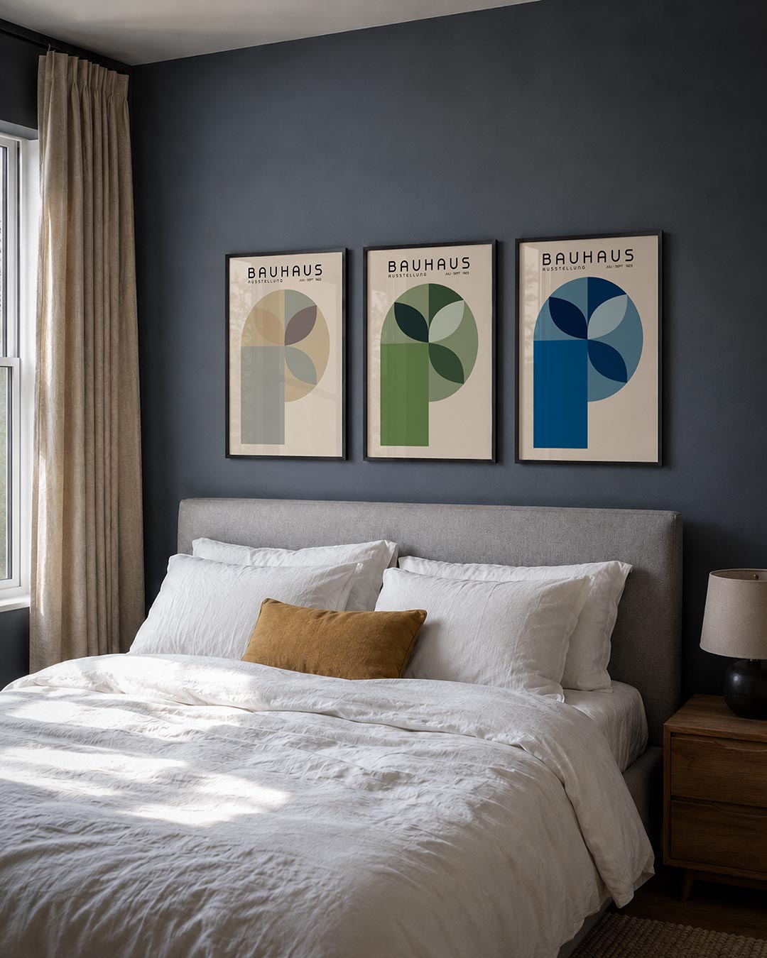 Vorm en kleur posterset – derde productweergave – deze posterset in drie delen toont een harmonie van zachte kleuren en