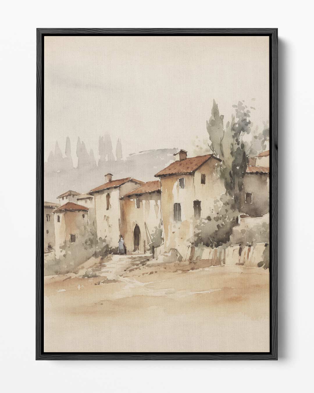 Dromerige Toscaanse Dorpstafereel – portret kunstwerk als wanddecoratie