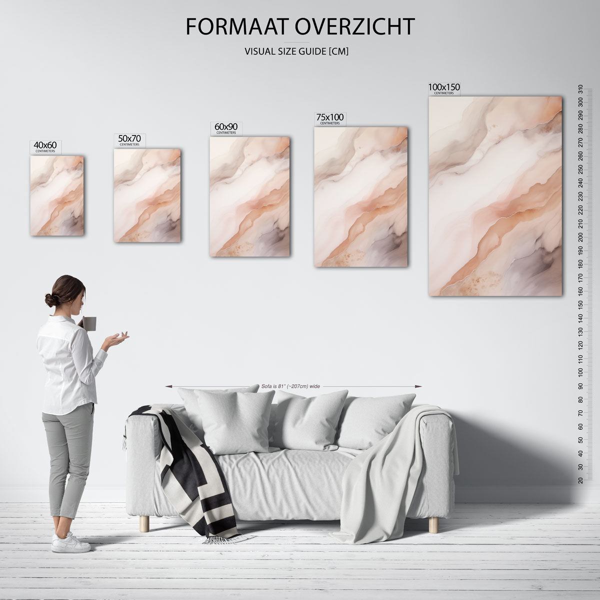Organische lijnen – staand wanddecoratie kunstwerk