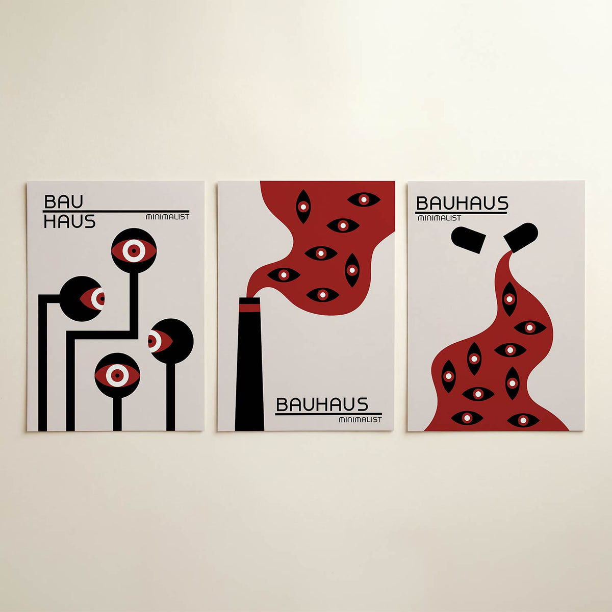 Abstract posterset – detailweergave – een abstracte posterset met donkere tinten en een rustige visuele opbouw.