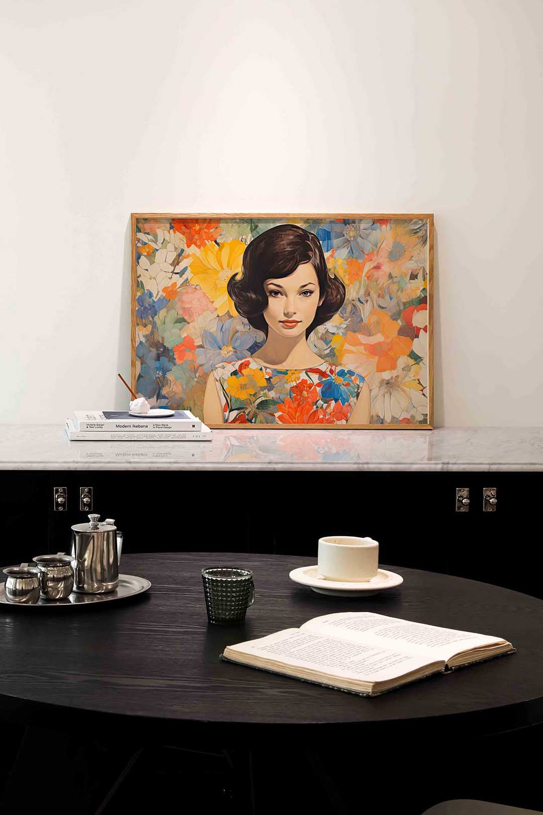 Vrouw met bloemen – portret poster in liggend formaat