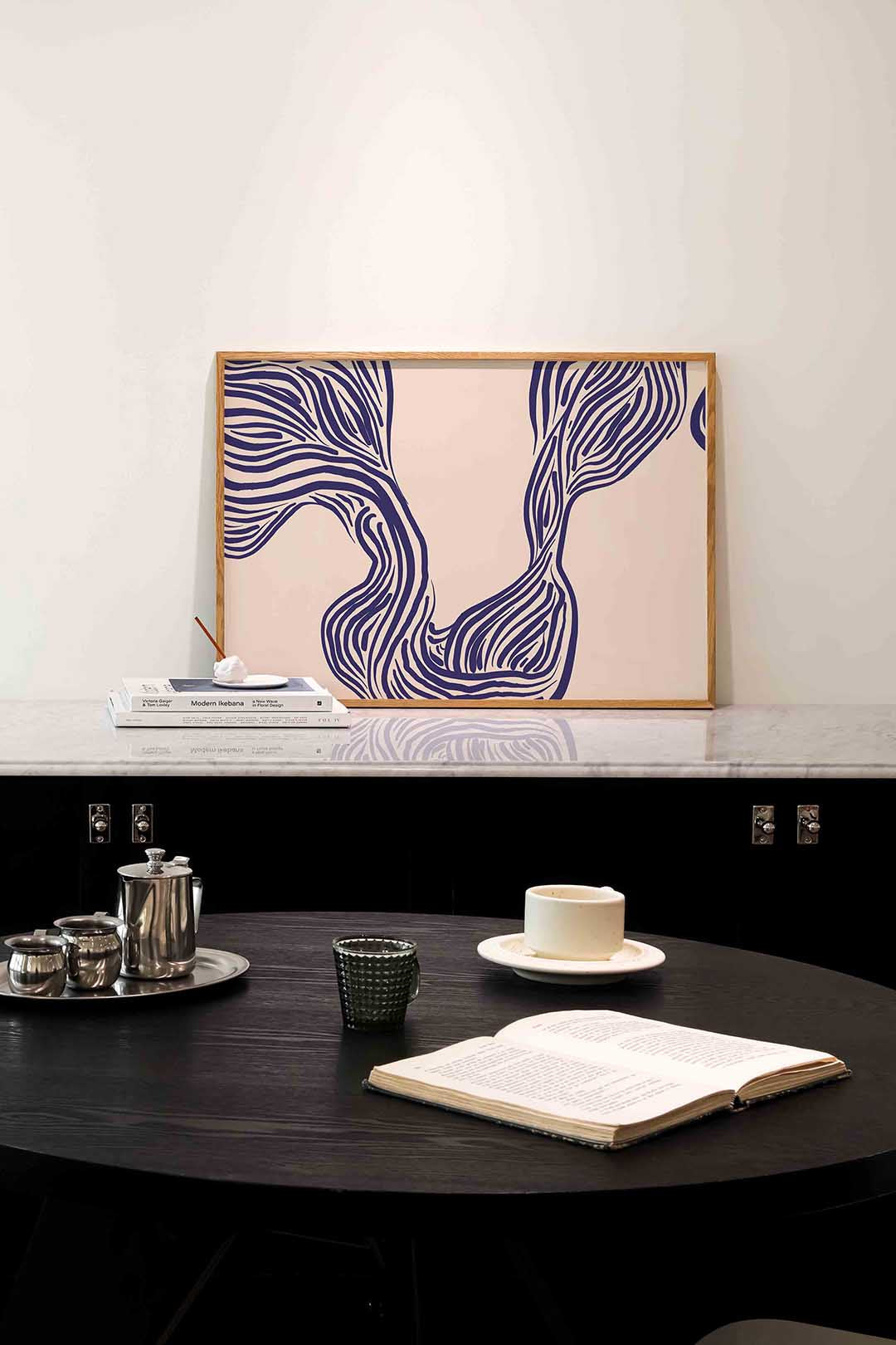 Golvende lijnen – abstracte poster in liggend formaat
