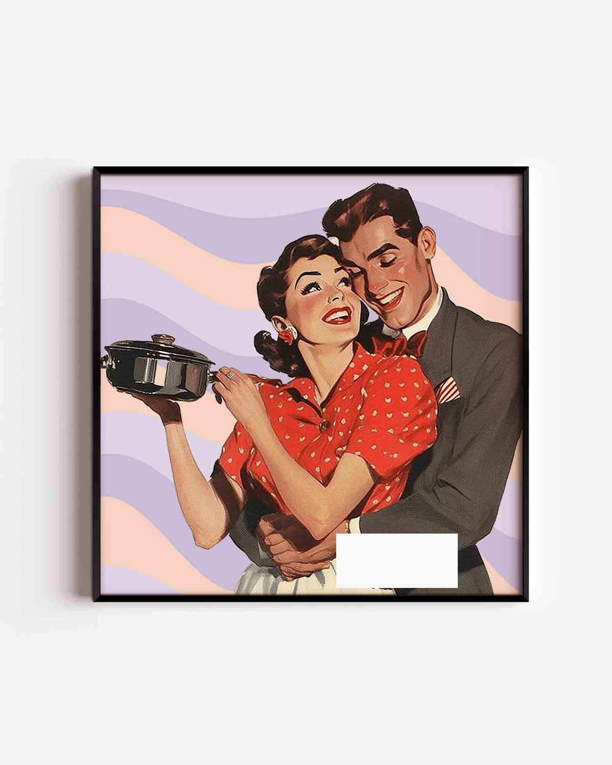 Retro koppel met pan – Pop Art vierkante poster als wanddecoratie