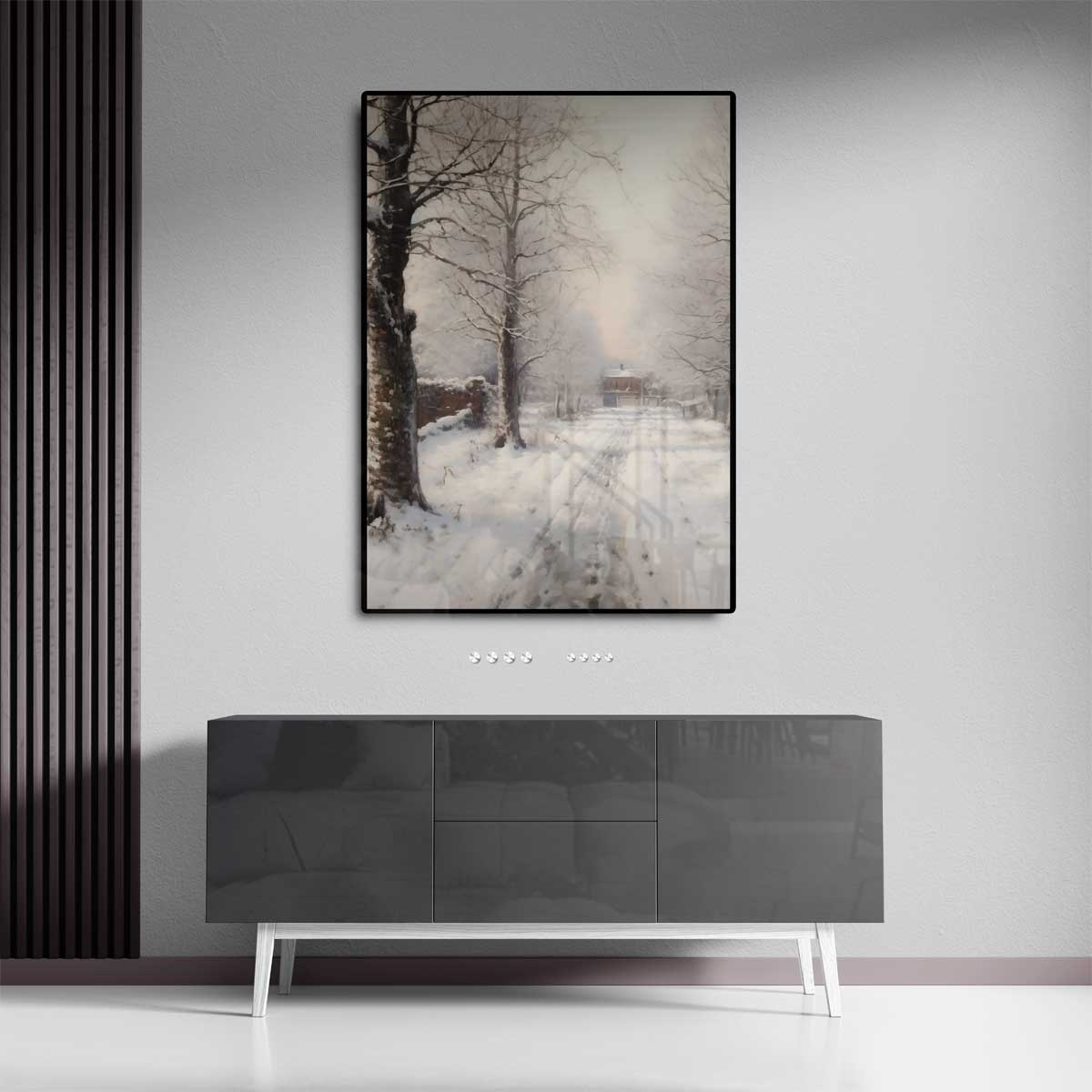 Winterlandschap in Sneeuw – canvas kunstwerk als wanddecoratie