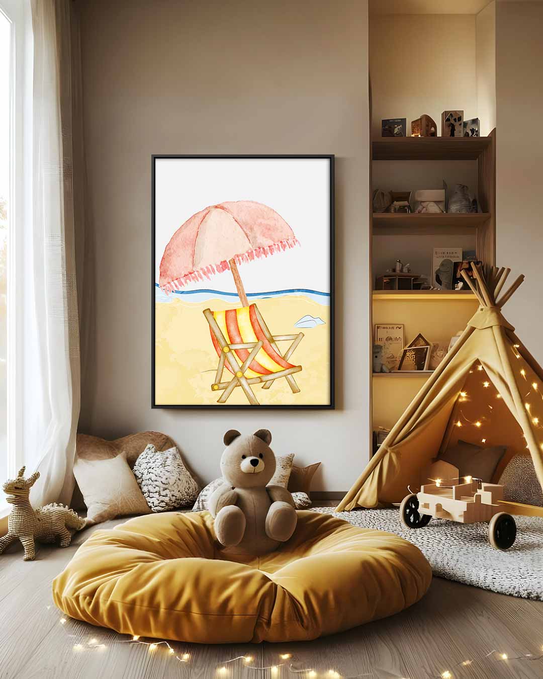 Zomerse Stranddag – dibond wanddecoratie in staand formaat