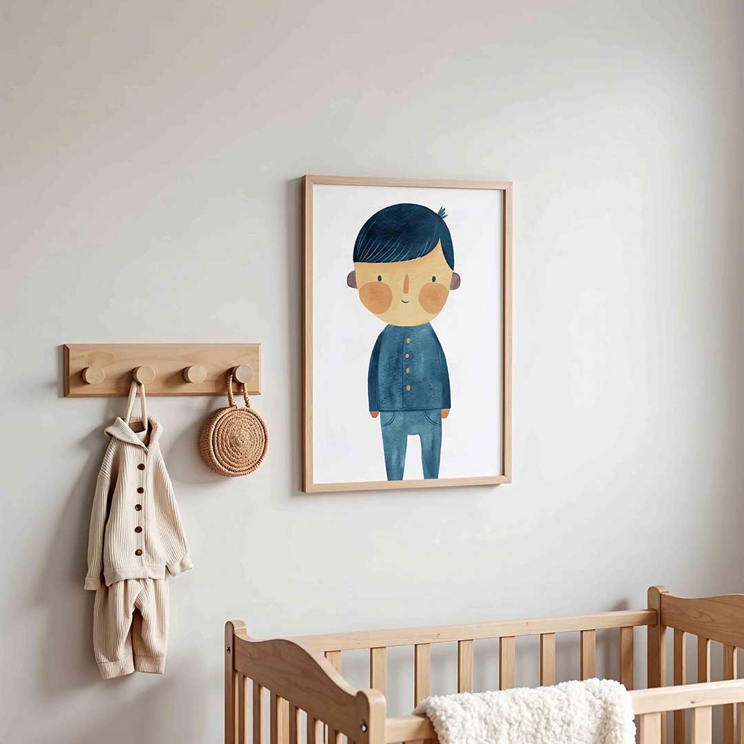 Blauwe figuur – kinderposter in staand formaat