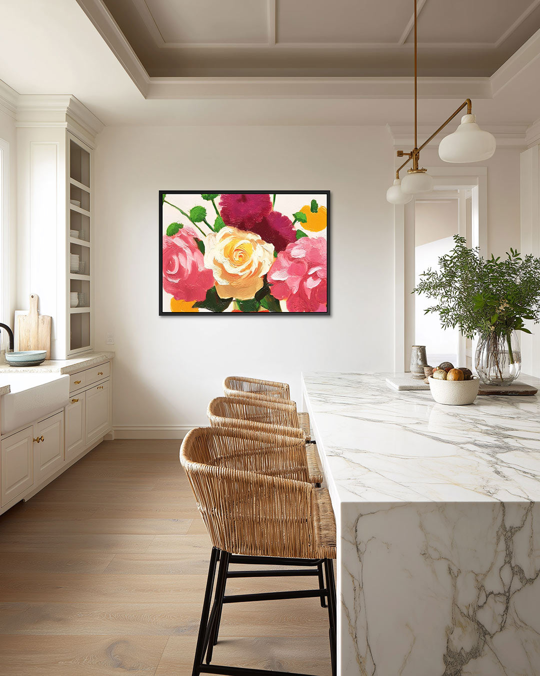 Bloemrijke compositie – Kleur – wanddecoratie in interieur