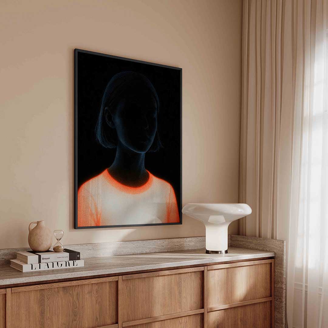 Portret met lichtgevende elementen – urban poster in staand formaat