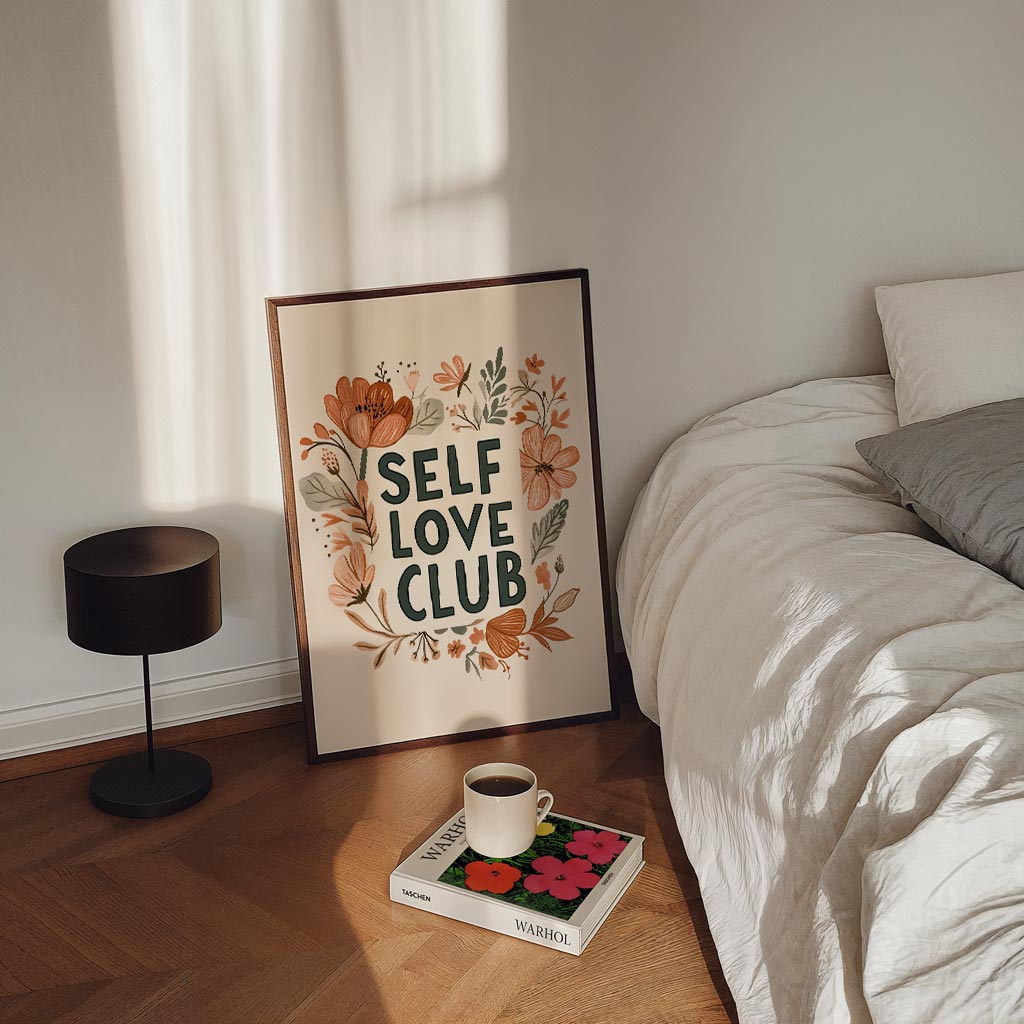 Self Love Club Bloemenposter – kinderposter in staand formaat