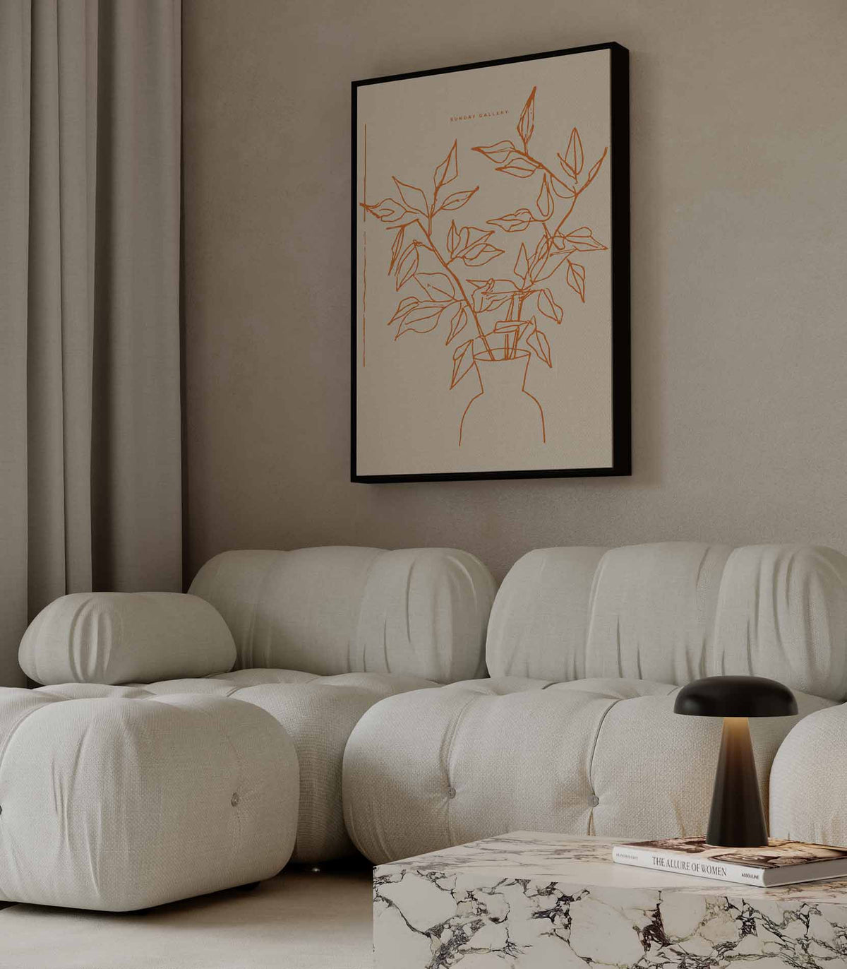 Lijntekening Bloemenvazen – modern portret kunstwerk van WallArtistic