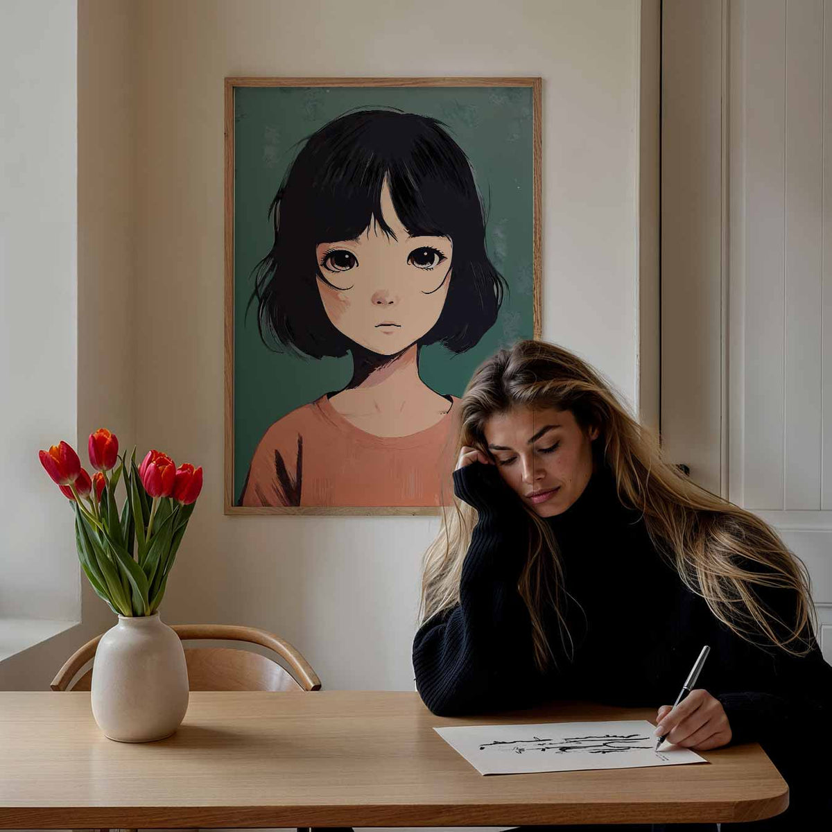 Dromerige Anime Portretposter – Popart poster als moderne urban wanddecoratie