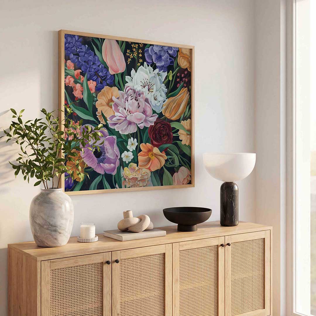 Bloemenpracht – bloemen wandkunst als vierkante poster