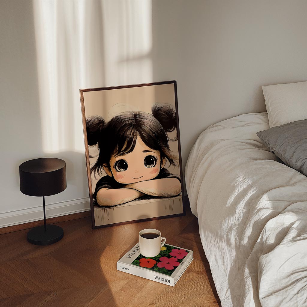 Schattige Meisjesposter – staande Popart wanddecoratie van WallArtistic