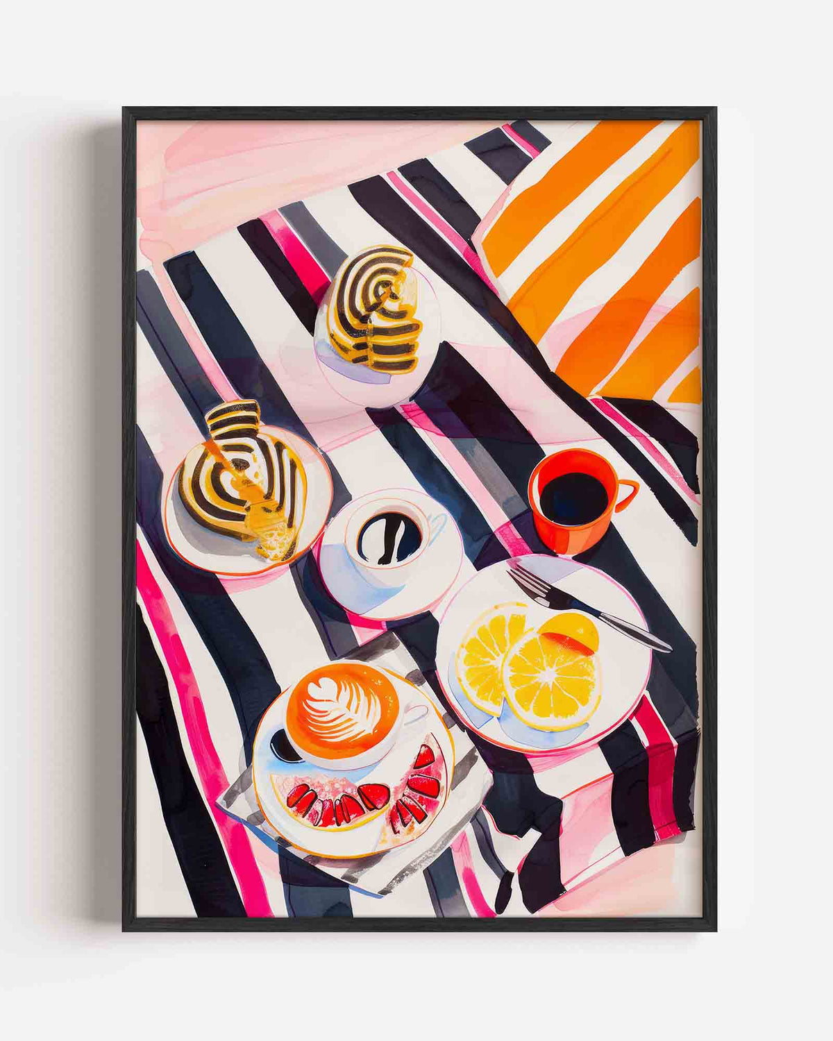 Ontbijt met koffie en fruit – keuken portret poster als wanddecoratie