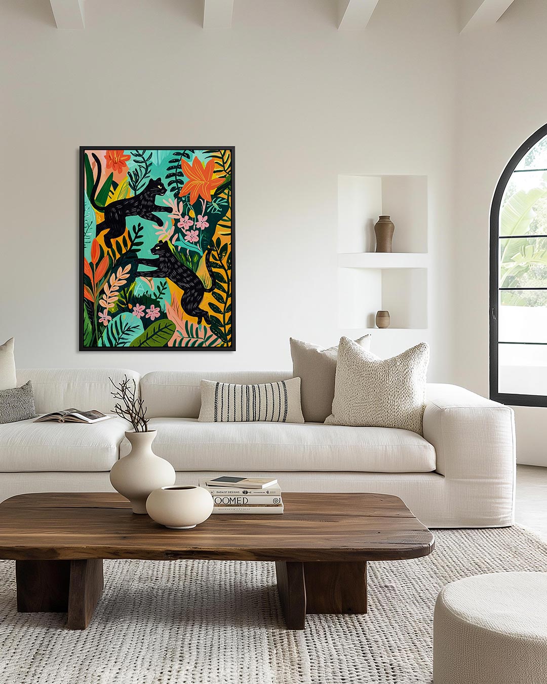 Speelse dieren in jungle – staand wanddecoratie kunstwerk