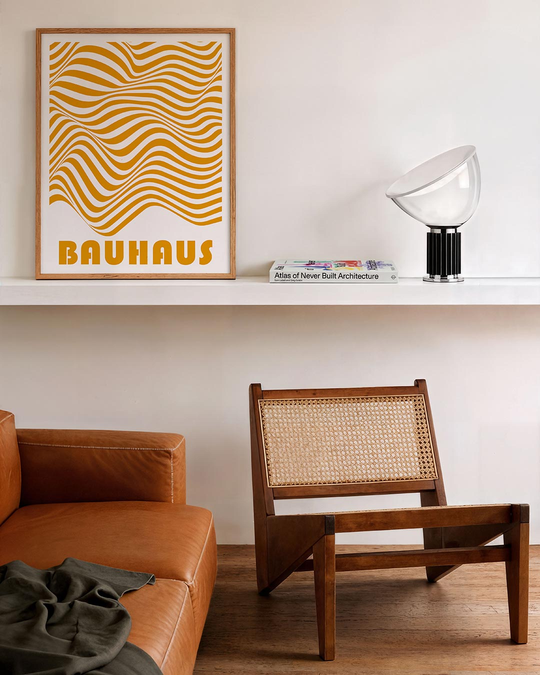 Golvend lijnenspel – staande Bauhaus poster voor aan de muur