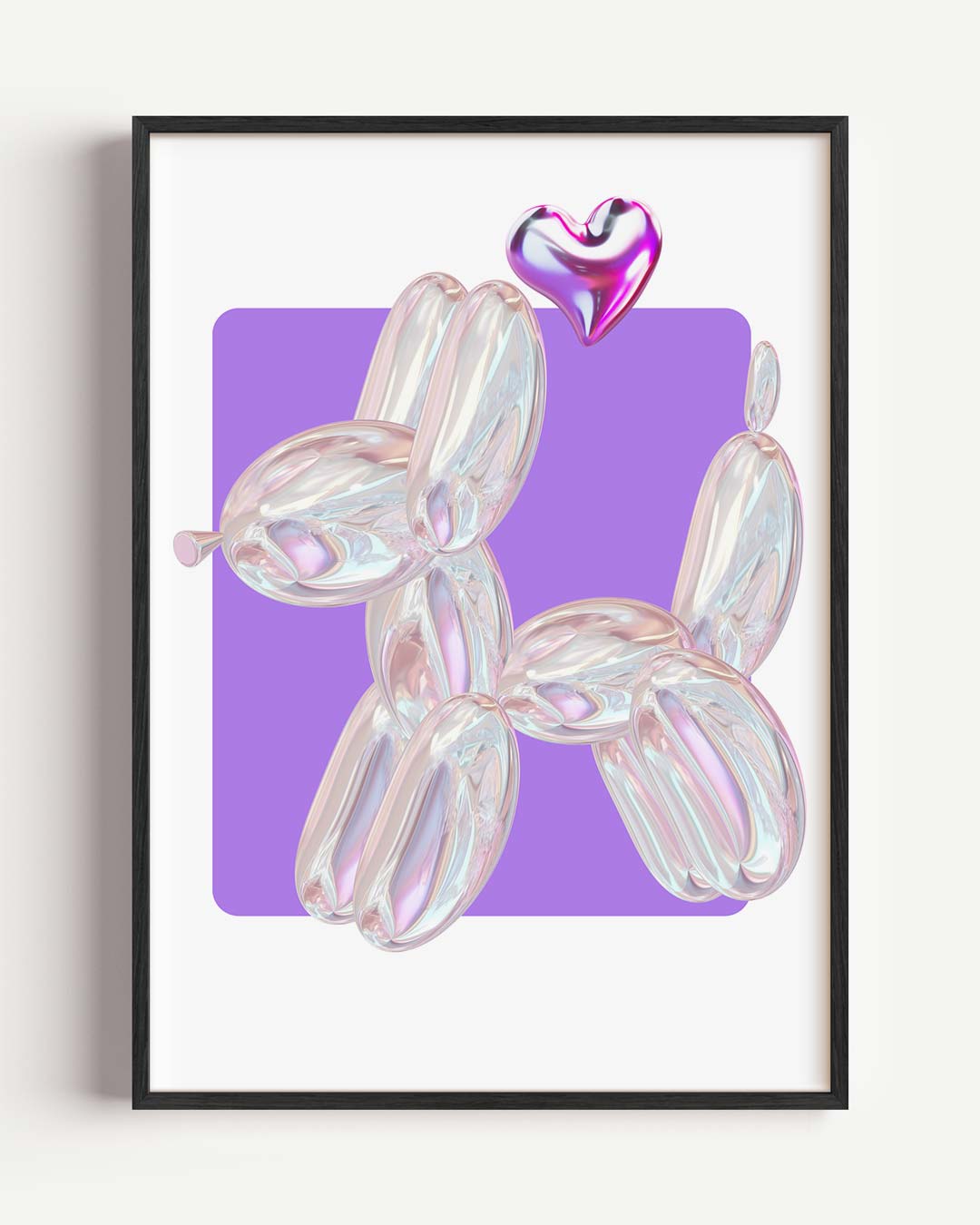Speelse Ballonhond Poster met Hartje – zomer portret poster als wanddecoratie
