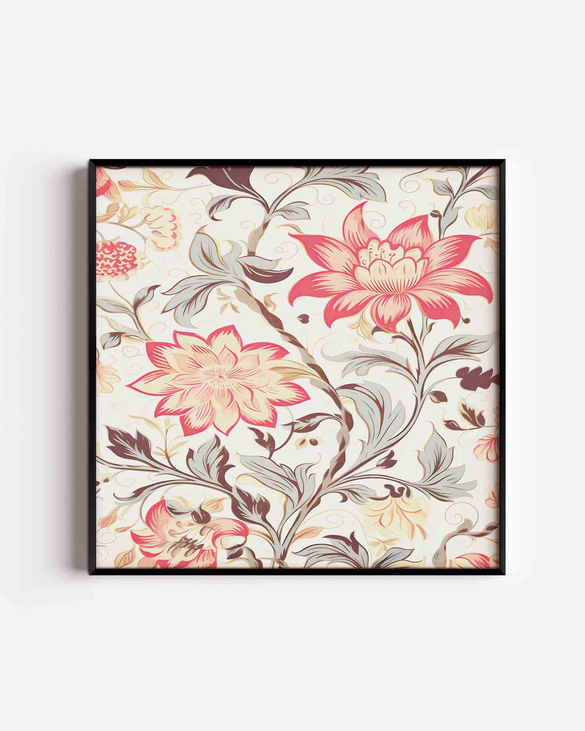 Bloemen en bladeren – vintage vierkante poster als wanddecoratie