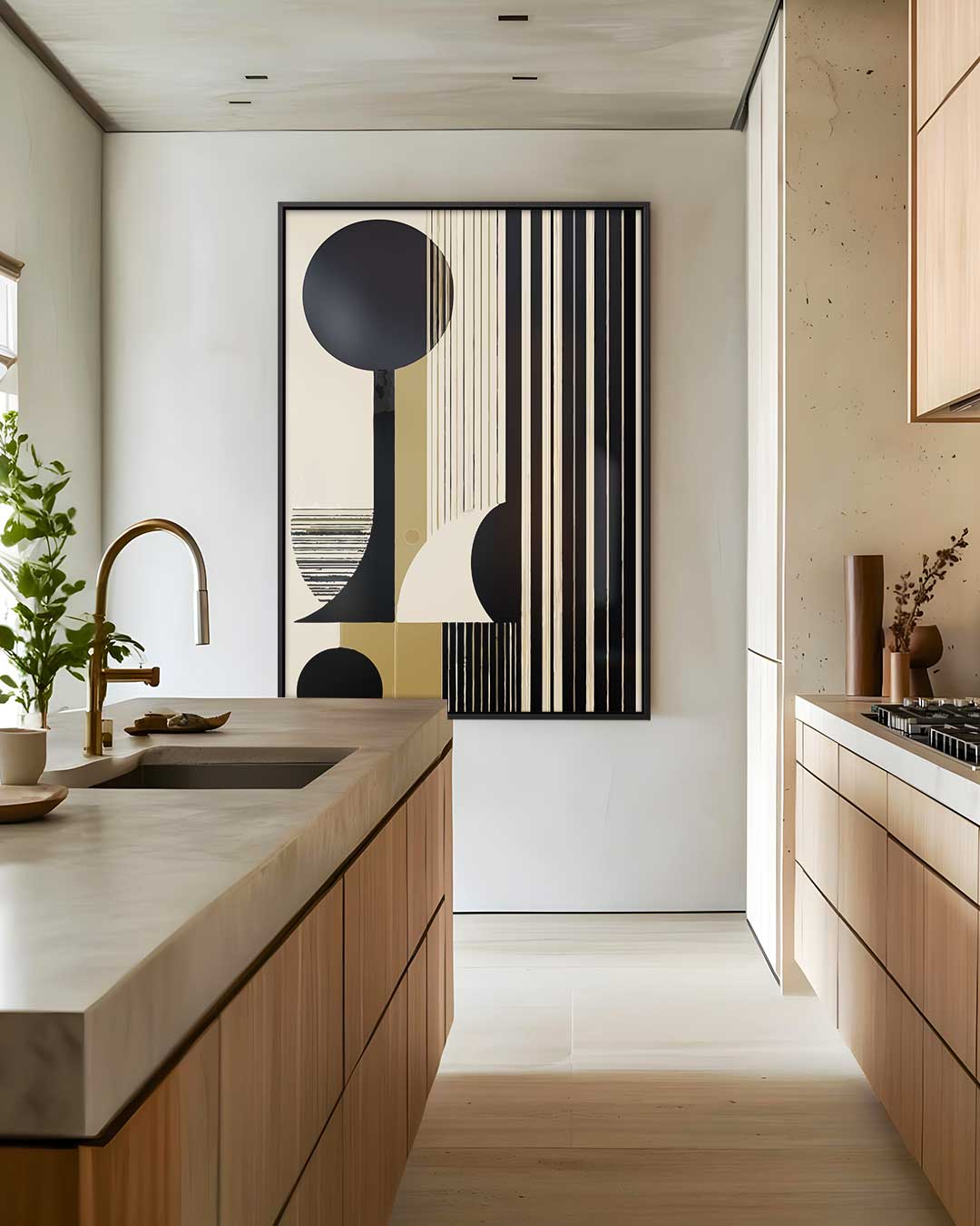 Moderne Geometrische Abstractie – dibond wanddecoratie in staand formaat