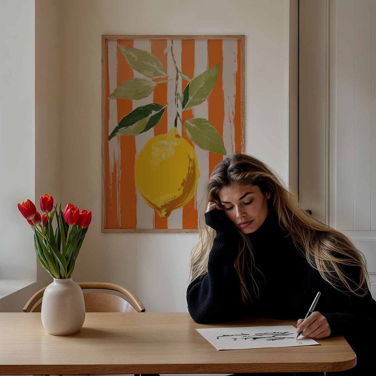 Sunny Lemon Art – staande muurposter met zomerse uitstraling