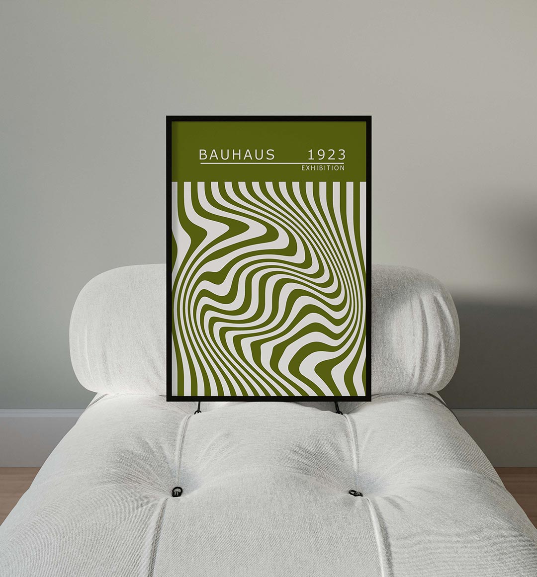 Golvend lijnenspel – moderne Bauhaus wandkunst als poster