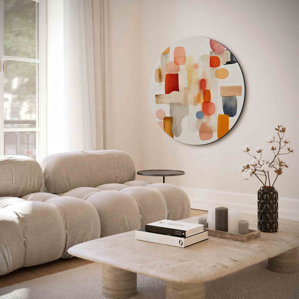 Abstracte vormen – muurcirkel met abstracte texturen voor aan de muur