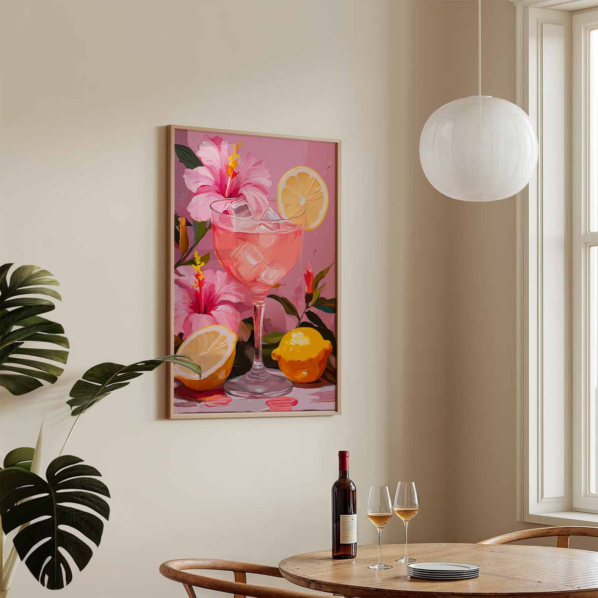Roze Sommer Sips – keukenposter in staand formaat