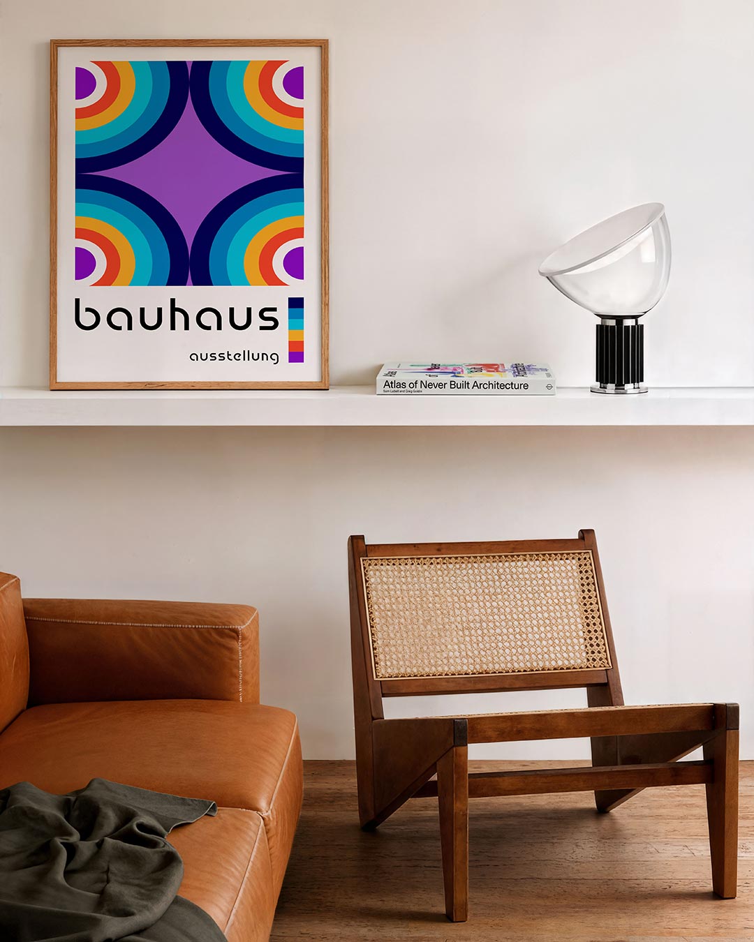 Kleurrijke cirkelpatronen – staande Bauhaus poster voor aan de muur