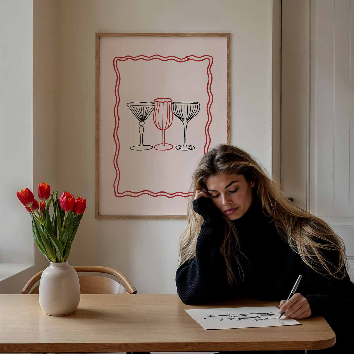 Elegante Cocktailglazen – keuken portret poster, afbeelding 7
