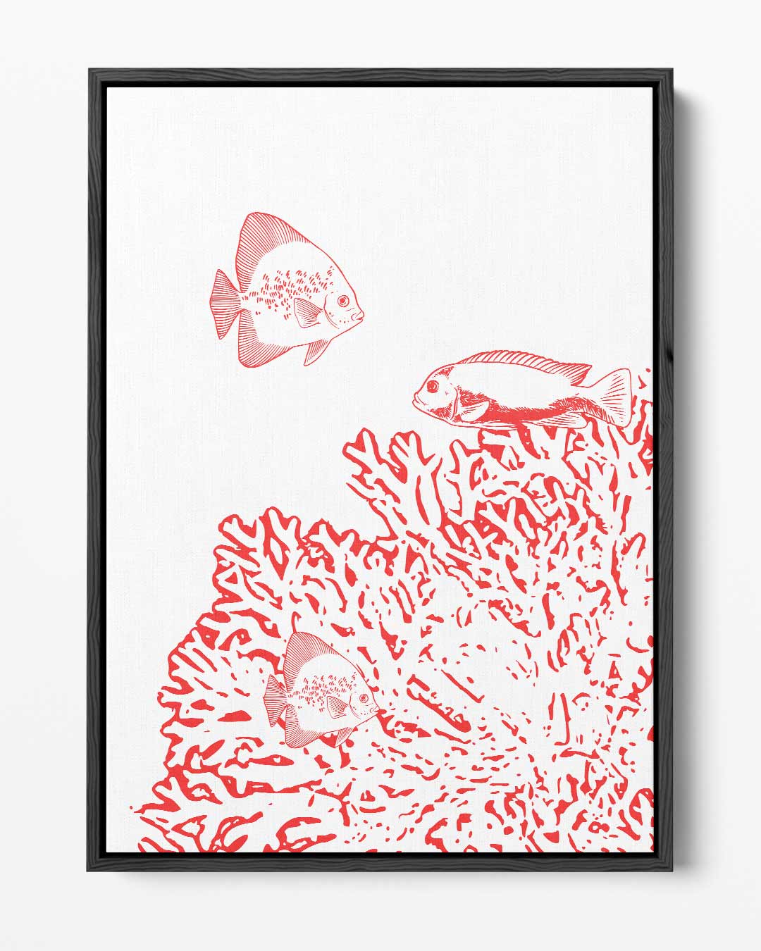 Onderwateravontuur in Rood – portret kunstwerk als wanddecoratie