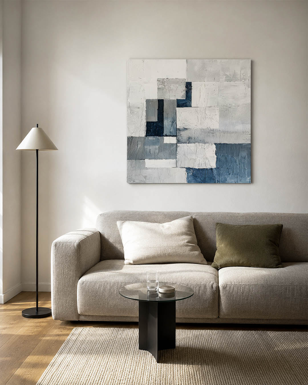 Geometrische texturen kunstwerk – vierkante wanddecoratie – dit werk toont een dynamische compositie van rechthoeken en