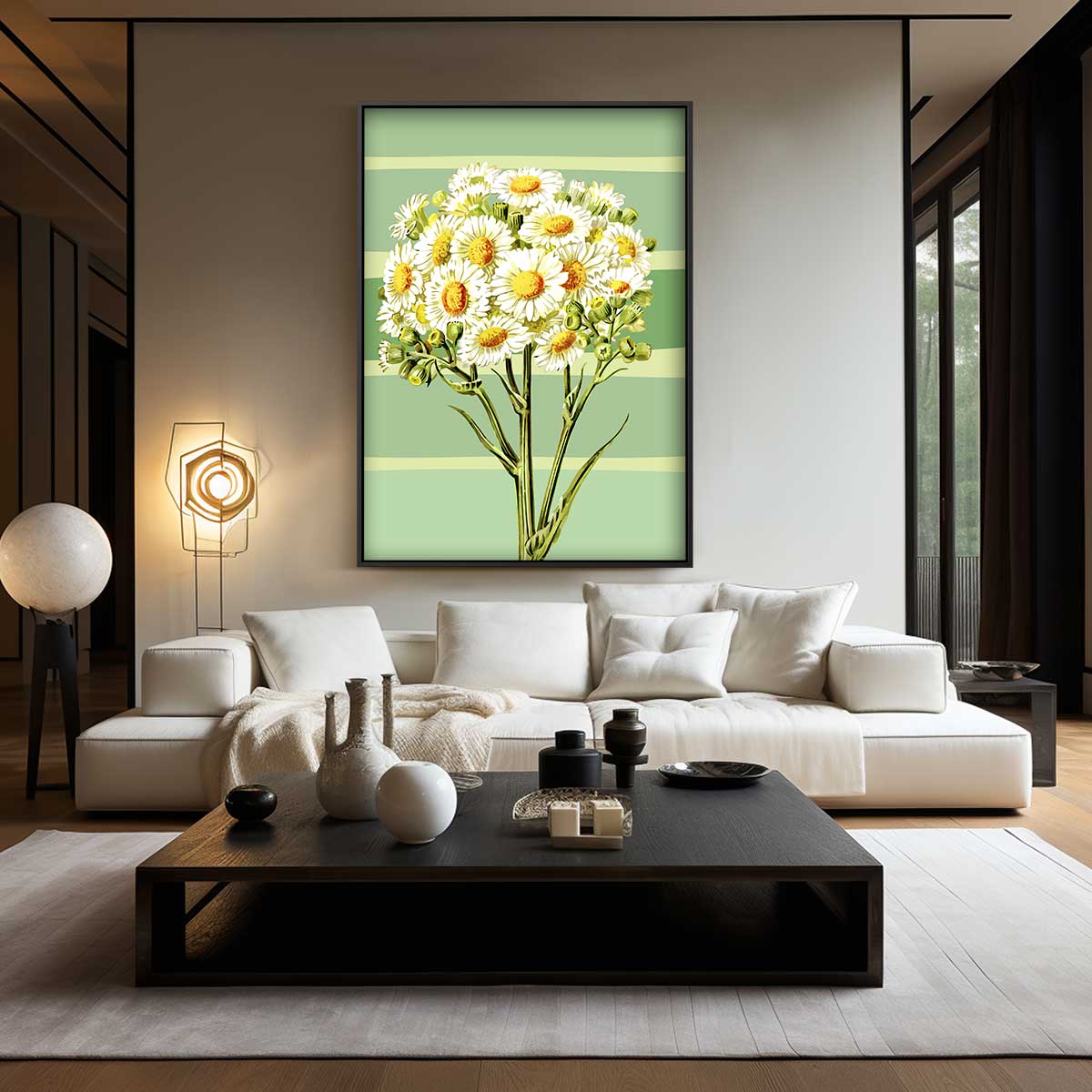 Frisse Margrietjes in de Herfst – dibond wanddecoratie in staand formaat