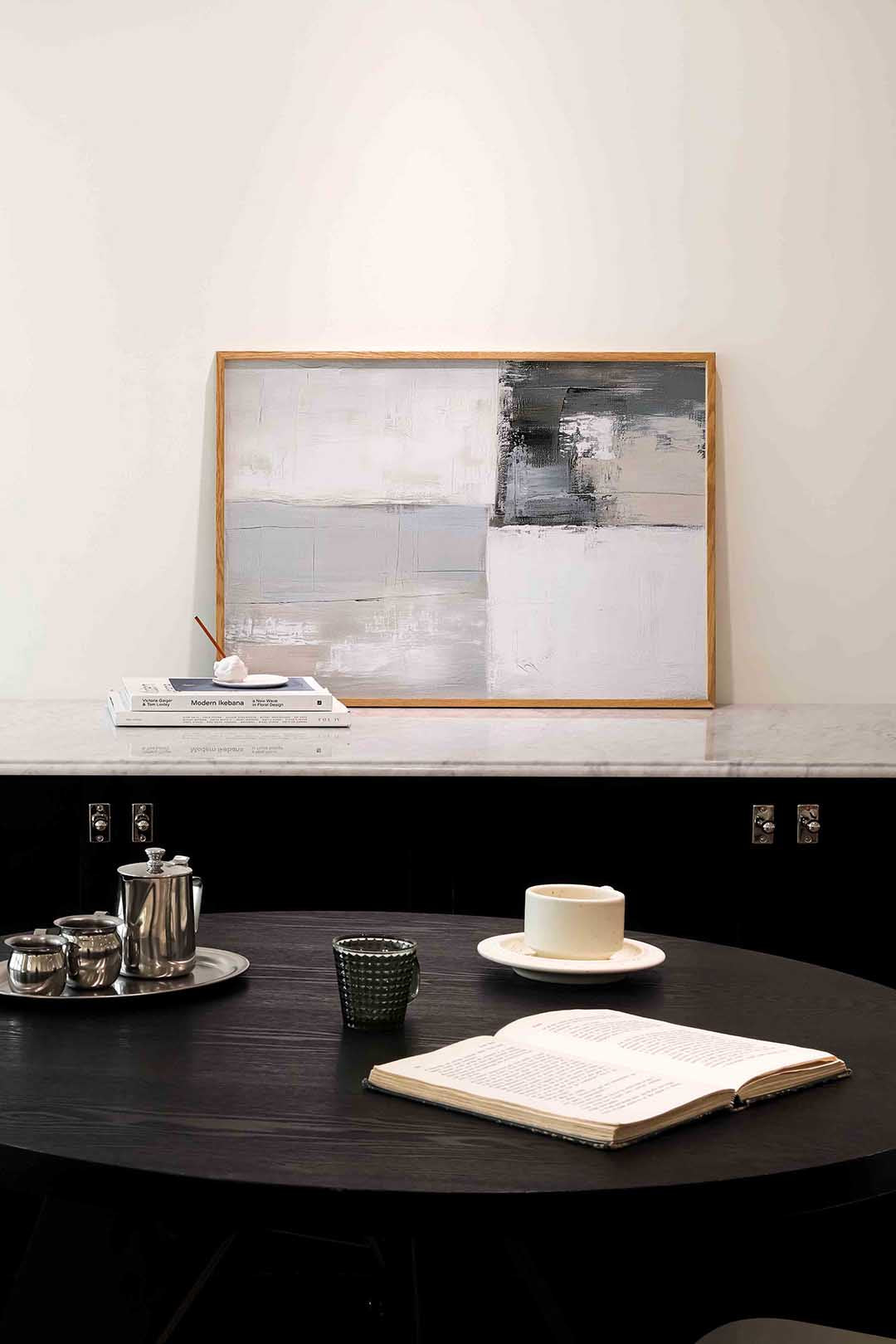 Abstracte grijze vlakken – abstracte poster in liggend formaat