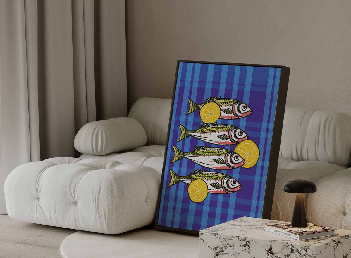 Vrolijke Vissen Met Citroen – portret kunstwerk als wanddecoratie, afbeelding 13