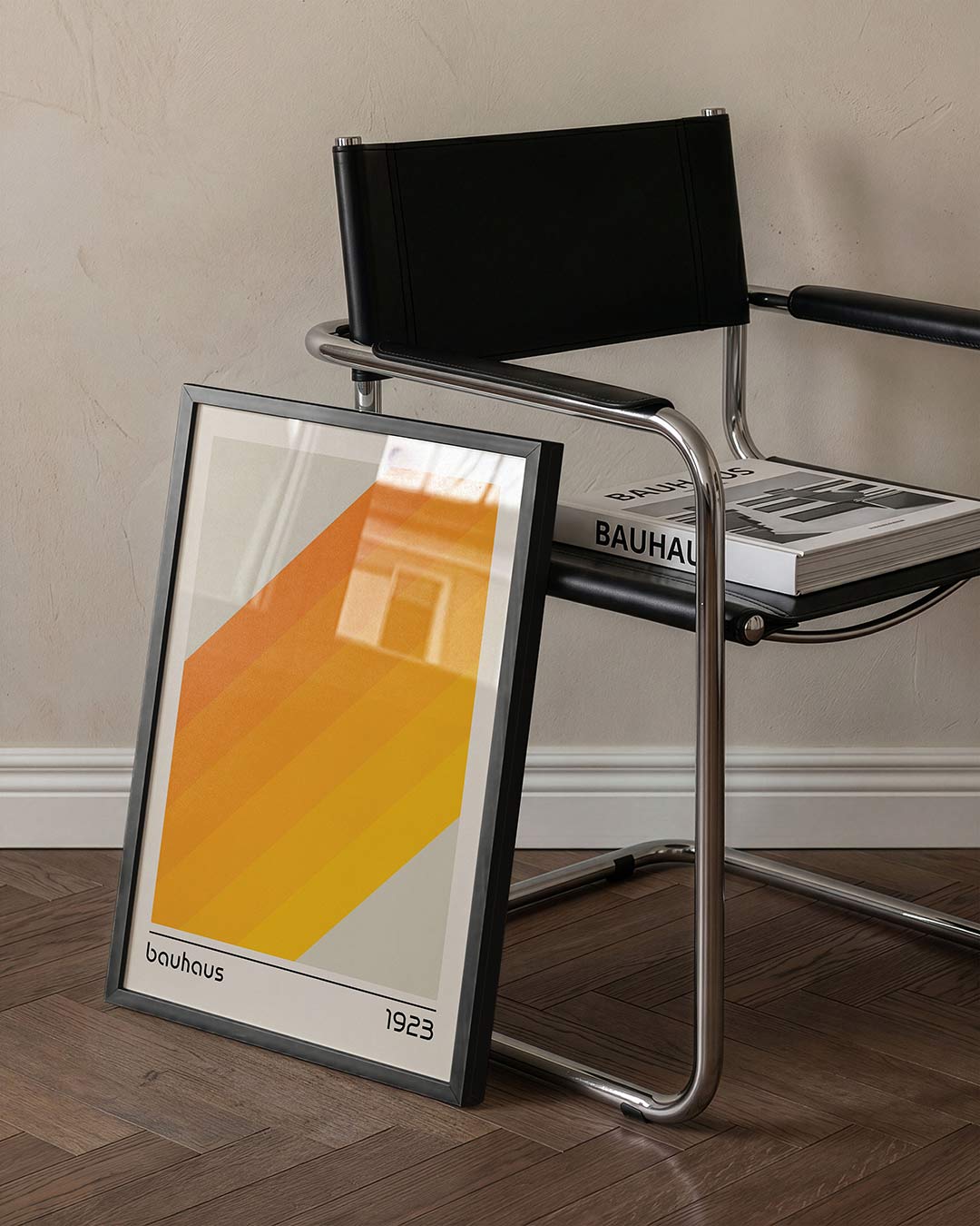 Vorm en kleurvlakken – staande Bauhaus poster voor aan de muur