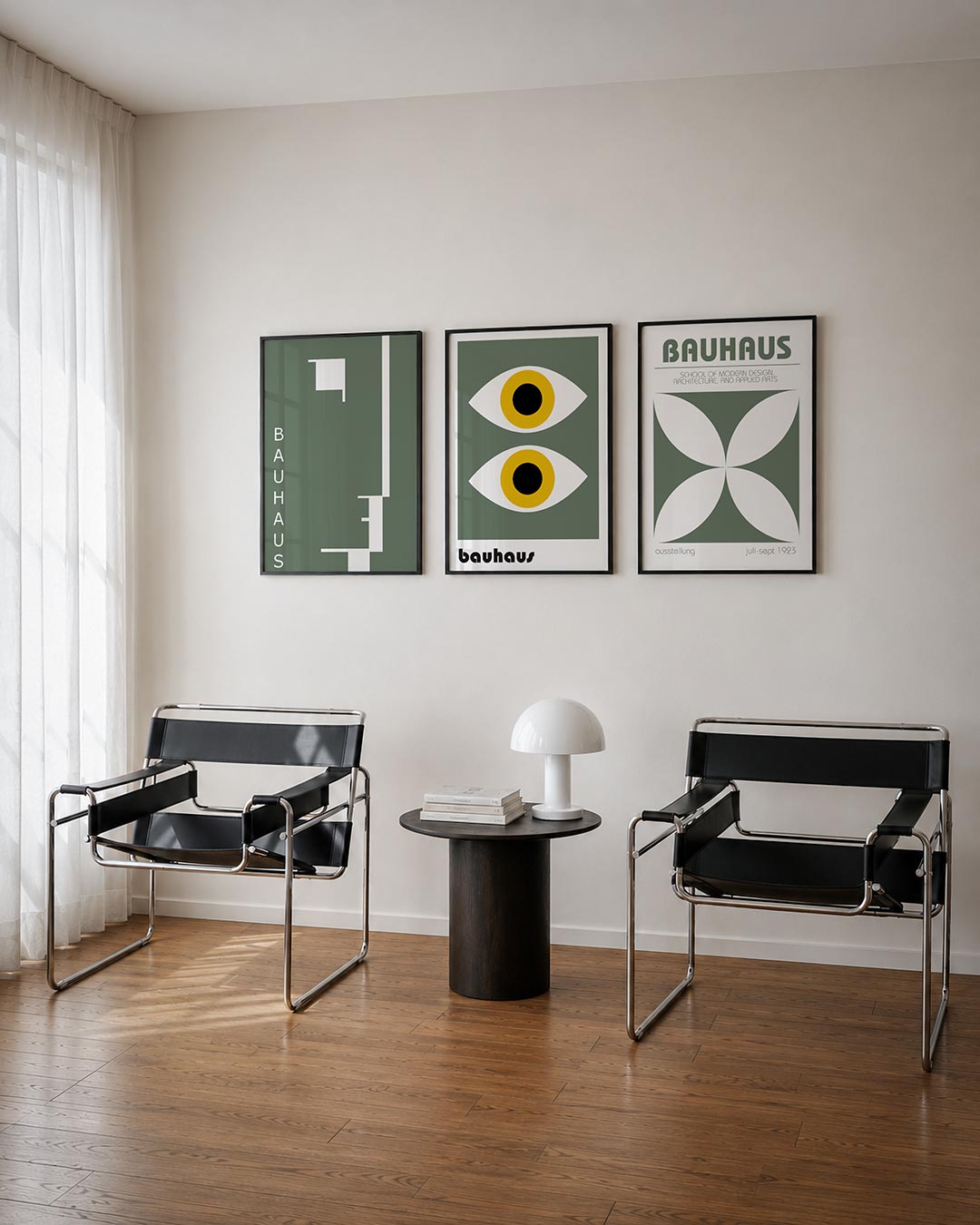 Strakke lijnenspel posterset – tweede productweergave – deze posterset in drie delen toont een harmonie van strakke lijnen en