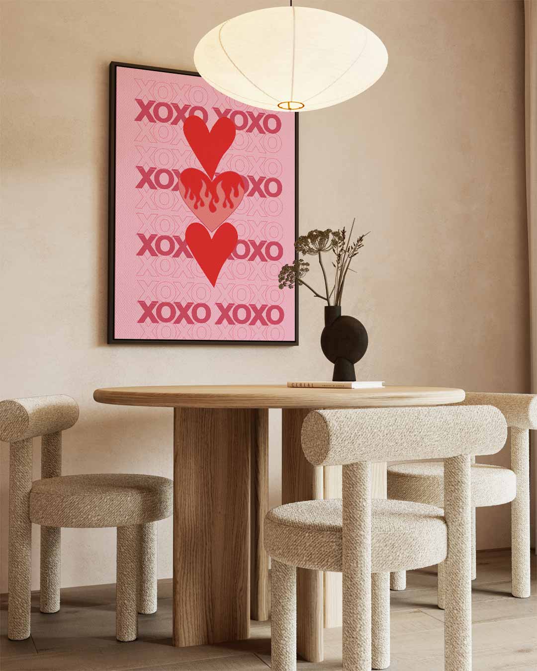 Vurige Harten Poster – kunstwerk met zwarte baklijst