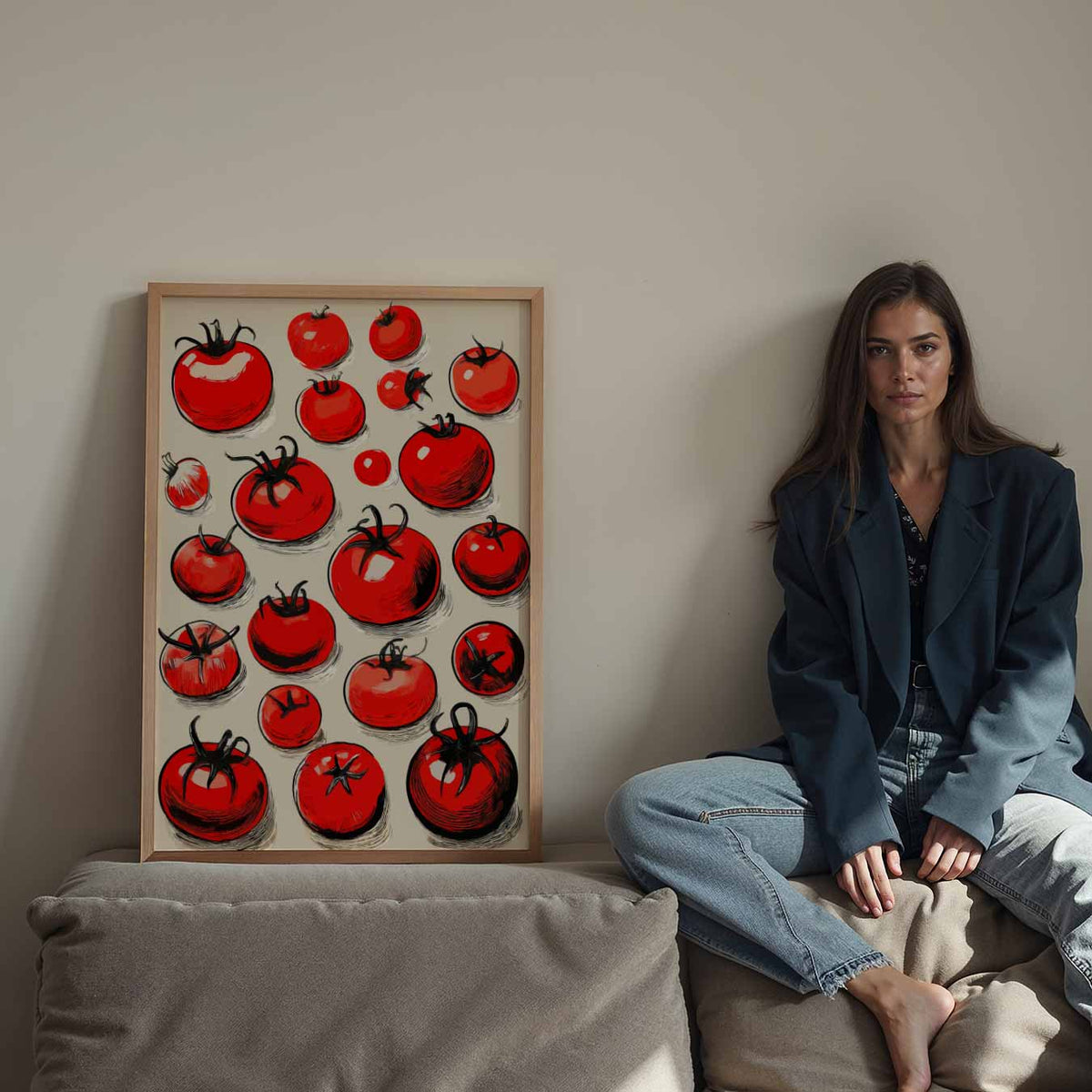 Sfeervolle Tomaten Illustratie – staande keuken wanddecoratie van WallArtistic