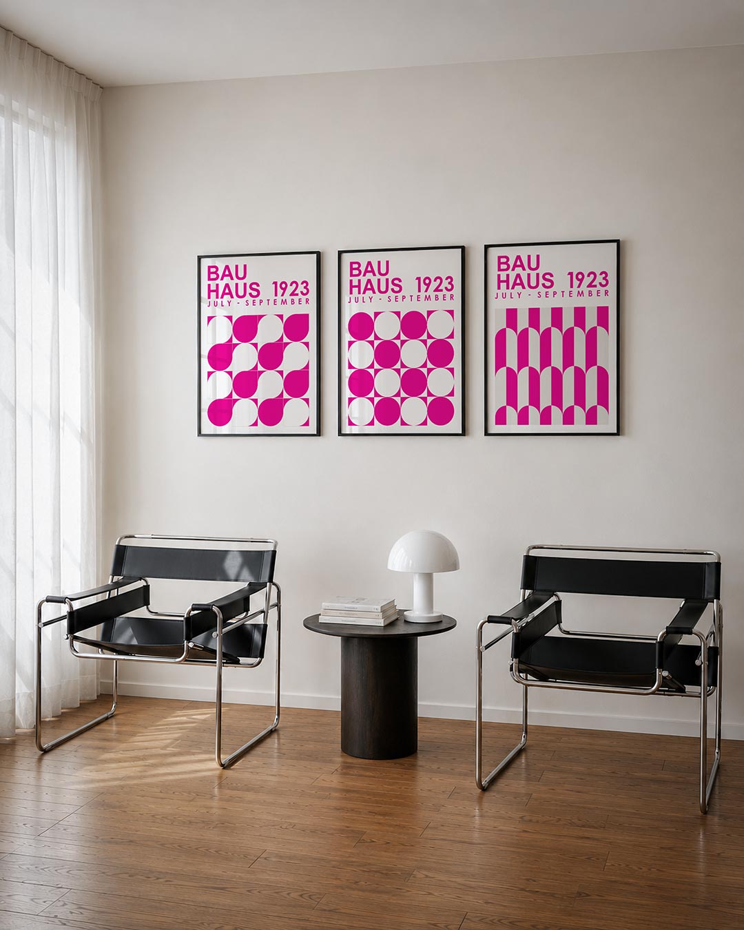 Vormen en kleurvlakken posterset – tweede productweergave – deze posterset in drie delen toont een speelse wisselwerking van
