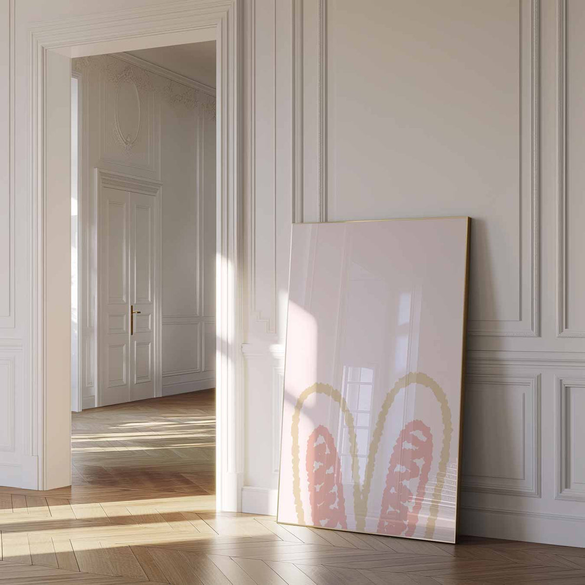 Romantische Bunny Oren – paas poster als vrolijke staande wanddecoratie