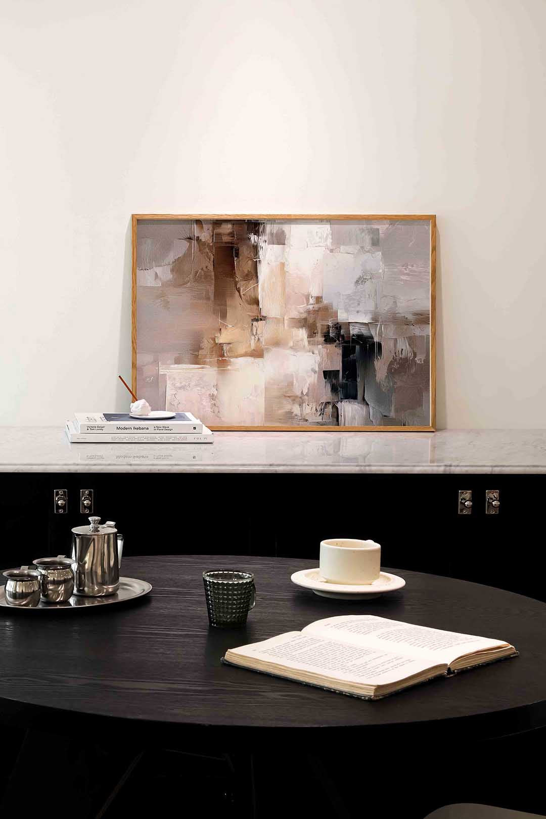 Abstracte beige en bruine – abstracte poster in liggend formaat