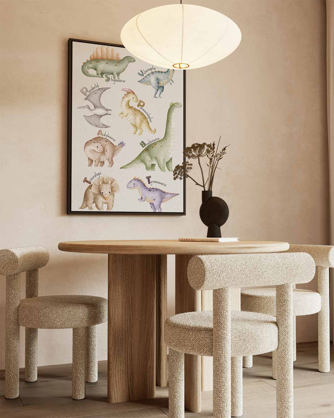 Schattige Dino Illustraties – staand kunstwerk voor modern interieur